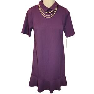 Shelby & Palmer Women's Size 8 Potent Purple Sheath Dress Gold Necklace